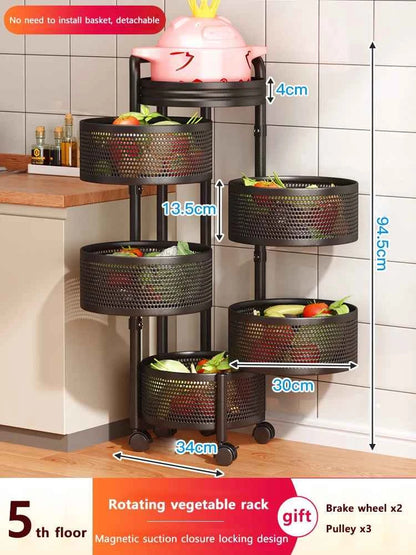 Detachable Rotating Storage Rack Kitchen Floor Multi-layer Shelf Multi-functional Living Room Snack Storage Rack Trolley Rack