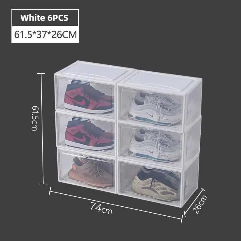 AJ Sneaker Box Shoes Organizer Transparent Shoe Boxes Stackable Cabinet Storage Box High-top Dustproof Shoes Organizers Shoerack