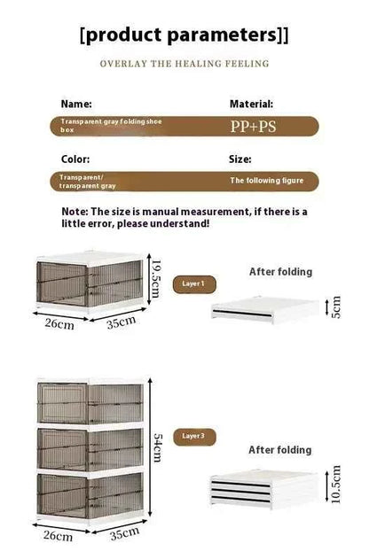 Dustproof 6 Layers Foldable Shoes Box Stackable Transparent Thickened Plastic Bins Sneaker Shoe Organizer Cabinet Organizers