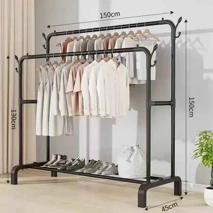 Thiened Sturdy Floor-Mounted Clothes Drng Ra Bedroom Balcony Iron Clothes Hanger Holder Portable Dormi Storage Orga...