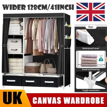 2025 New Upgraded Wardrobe 65 Inch Portable Cabinet Large Clothes Closet with Storage Shelves and Side Pocket Clothes Organizer