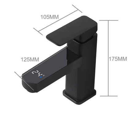 KKTNSG LED Digital Temperature Mixer Tap Smart Deck Mounted Bathroom Faucet Sink Basin Hot Cold Water Tap