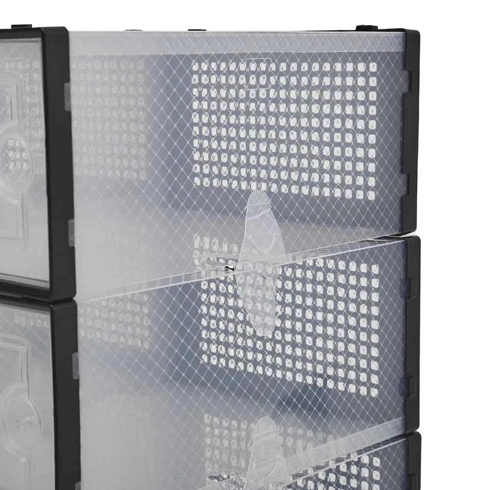 12x stackable transparent shoe box storage box multi-layer assembly storage rack shoe cabinet