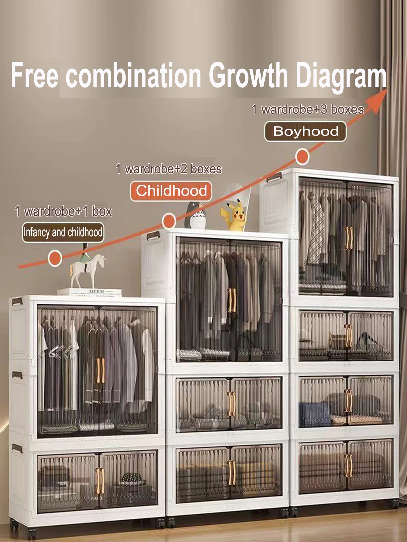 Multifunction Folding Storage Cabinet Dustproof Wardrobe Sundries Cabinet Closet Organizer Locker Storage Box - Ceenaz Store