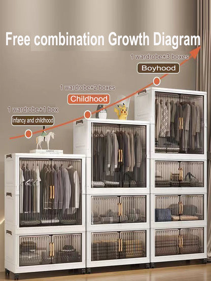 Multifunction Folding Storage Cabinet Dustproof Wardrobe Sundries Cabinet Closet Organizer Locker Storage Box - Ceenaz Store