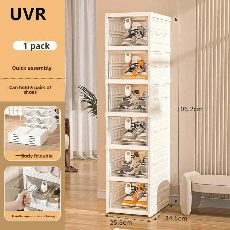 UVR Folding Shoe Cabinet Multi-folding Shoe Organizer Dustproof Shelf Household Multifunctional Storage Box Cabinet Furniture