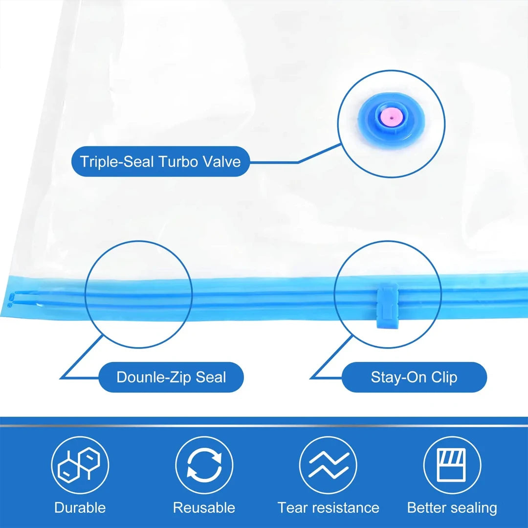 1/3/5Pcs Vacuum Storage Bags with Hand Pump for Comforters Clothes Pillow Bedding Blanket Storage Saver 80% More Compression - Ceenaz Store