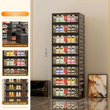 Folding Shoe Rack Organizer Living Room Shoe Storage Box Transparent Multi-Layer Large Capacity Multifunctional Shoe Cabinet