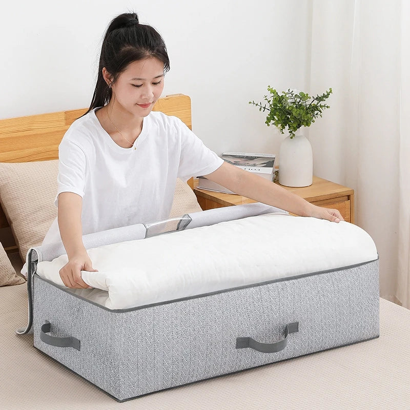 Large Clothes Storage Bag Under Bed Foldable Quilt Clothes Storage Bag Bedroom Dormitory Wardrobe Quilt Organizer Bag 이불정리함 - Ceenaz Store