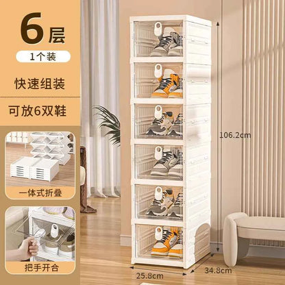 Free Installation Folding Shoe Box Storage Rack, Transparent Shoe Rack Storage Box, Multi-layer Integrated Shoe Cabinet