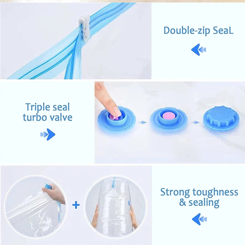 1/3/5Pcs Vacuum Storage Bags with Hand Pump for Comforters Clothes Pillow Bedding Blanket Storage Saver 80% More Compression - Ceenaz Store