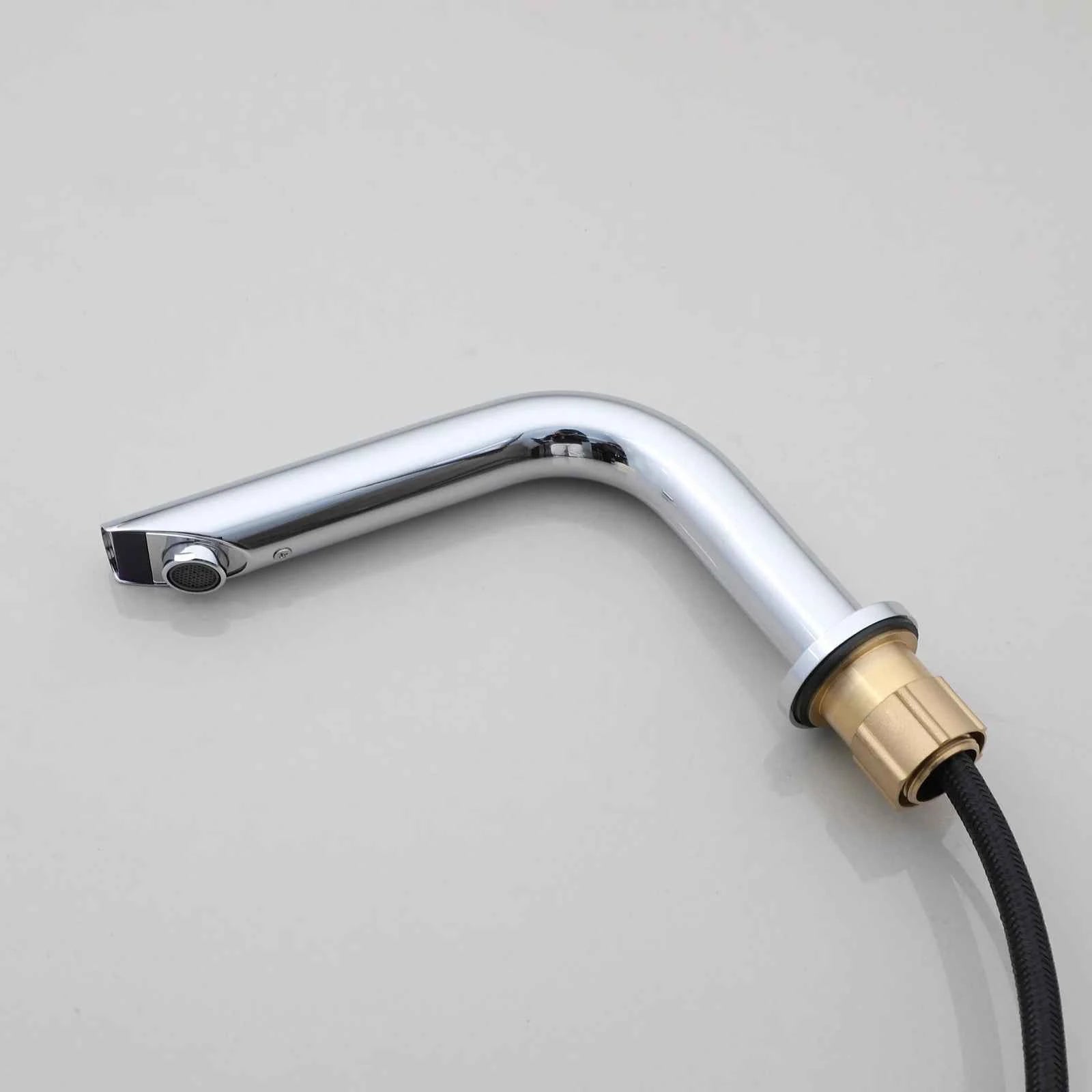 JIENI Smart Bathroom Faucet Chrome Inductive Washbasin Faucets Stream Deck Mounted Touchless Sensor Hot And Cold Mixer Tap