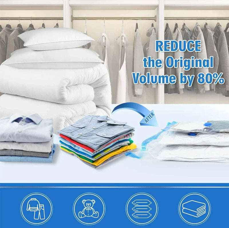 1/3/5Pcs Vacuum Storage Bags with Hand Pump for Comforters Clothes Pillow Bedding Blanket Storage Saver 80% More Compression - Ceenaz Store