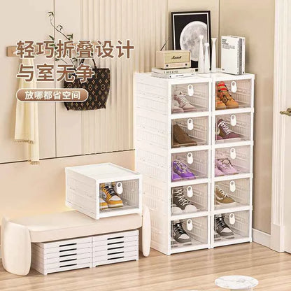 Free Installation Folding Shoe Box Storage Rack, Transparent Shoe Rack Storage Box, Multi-layer Integrated Shoe Cabinet