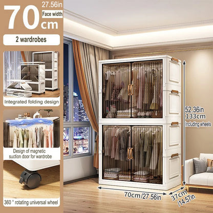 Multifunction Folding Storage Cabinet Dustproof Wardrobe Sundries Cabinet Closet Organizer Locker Storage Box - Ceenaz Store