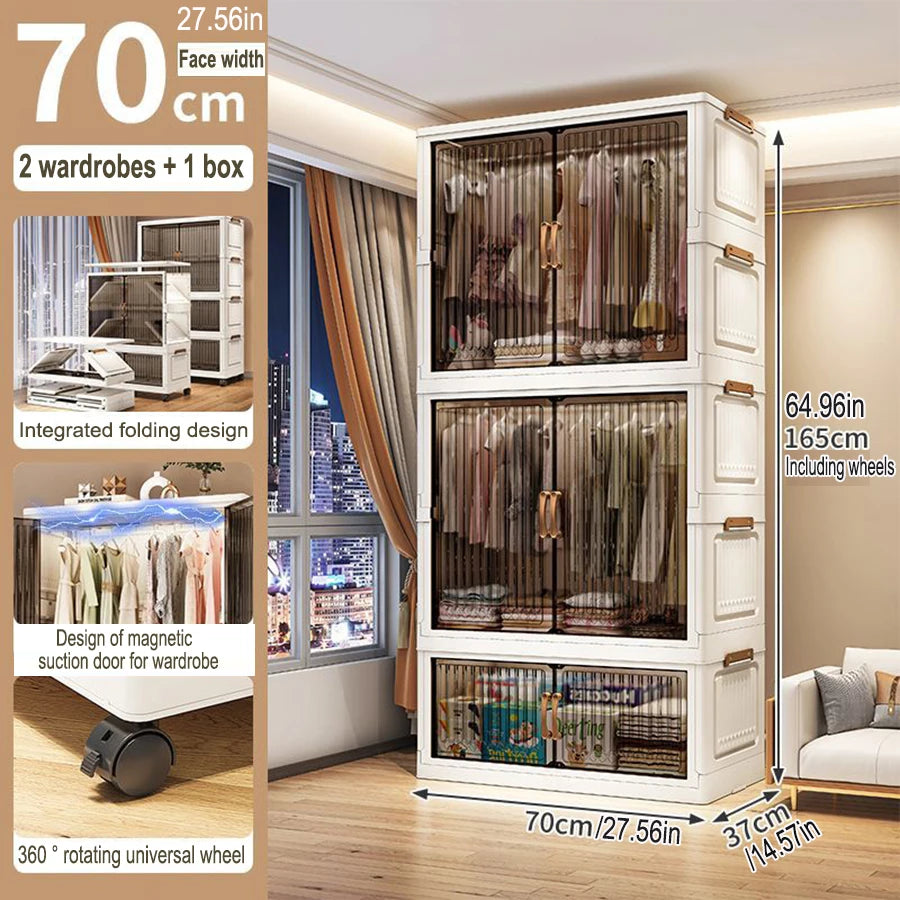 Multifunction Folding Storage Cabinet Dustproof Wardrobe Sundries Cabinet Closet Organizer Locker Storage Box - Ceenaz Store