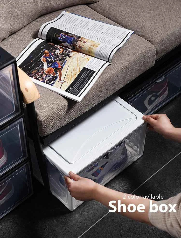 AJ Sneaker Box Shoes Organizer Transparent Shoe Boxes Stackable Cabinet Storage Box High-top Dustproof Shoes Organizers Shoerack