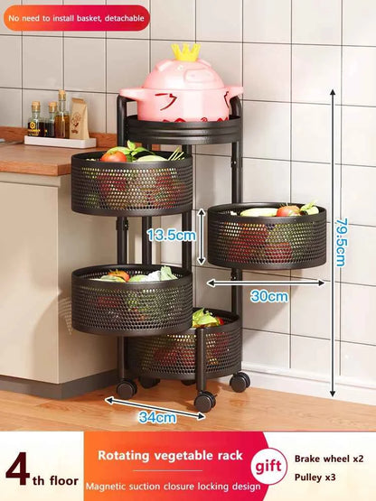 Detachable Rotating Storage Rack Kitchen Floor Multi-layer Shelf Multi-functional Living Room Snack Storage Rack Trolley Rack