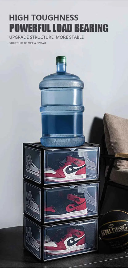 AJ Sneaker Box Shoes Organizer Transparent Shoe Boxes Stackable Cabinet Storage Box High-top Dustproof Shoes Organizers Shoerack