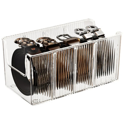 Belt Organizer Box 5 Grids Belt Storage Rack for Closet and Drawer Save Space Tie and Belt Plastic Display Case for Men Women - Ceenaz Store