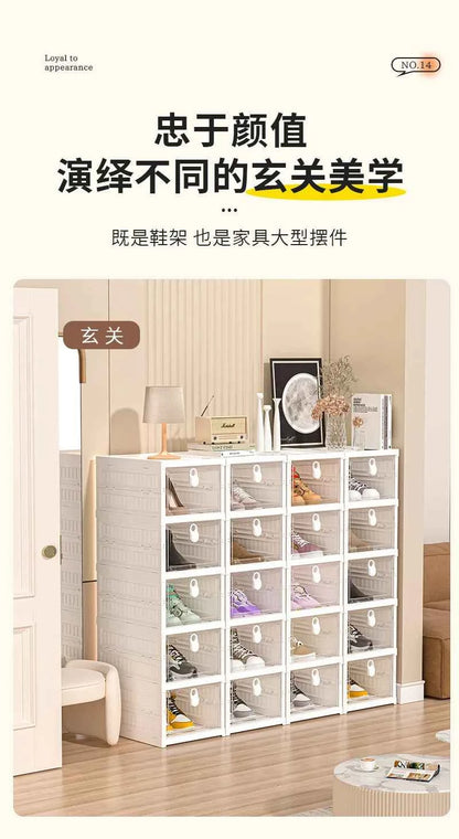 Free Installation Folding Shoe Box Storage Rack, Transparent Shoe Rack Storage Box, Multi-layer Integrated Shoe Cabinet