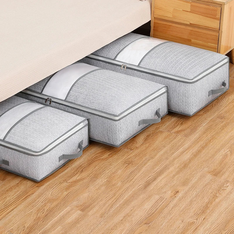 Large Clothes Storage Bag Under Bed Foldable Quilt Clothes Storage Bag Bedroom Dormitory Wardrobe Quilt Organizer Bag 이불정리함 - Ceenaz Store