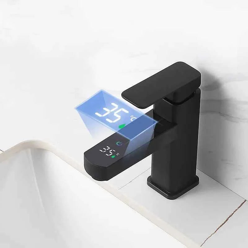 KKTNSG LED Digital Temperature Mixer Tap Smart Deck Mounted Bathroom Faucet Sink Basin Hot Cold Water Tap