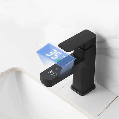 KKTNSG LED Digital Temperature Mixer Tap Smart Deck Mounted Bathroom Faucet Sink Basin Hot Cold Water Tap