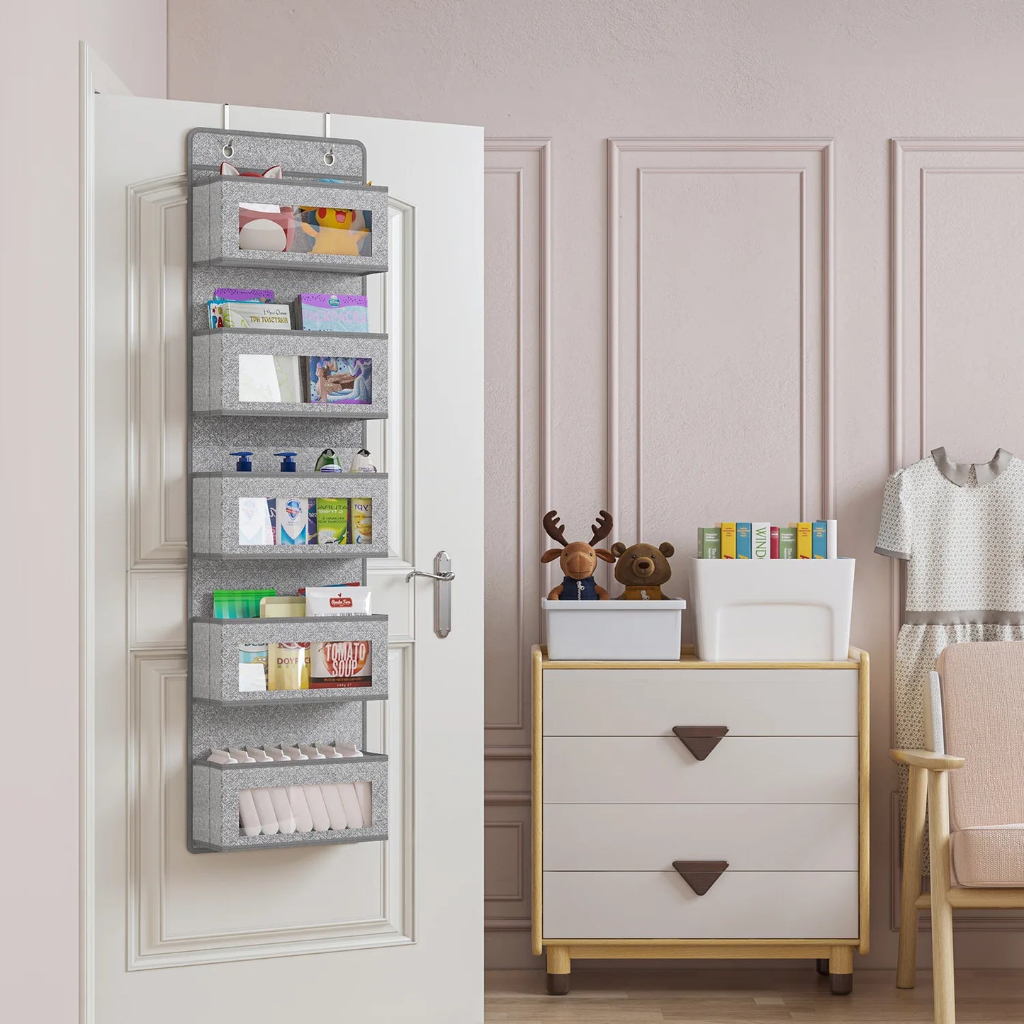 Over the Door Hanging Organizer 1/3/4/5 Large Pockets Over The Door Wall Mount Wall Mount Storage Hooks Bathroom Dorm Clothes - Ceenaz Store