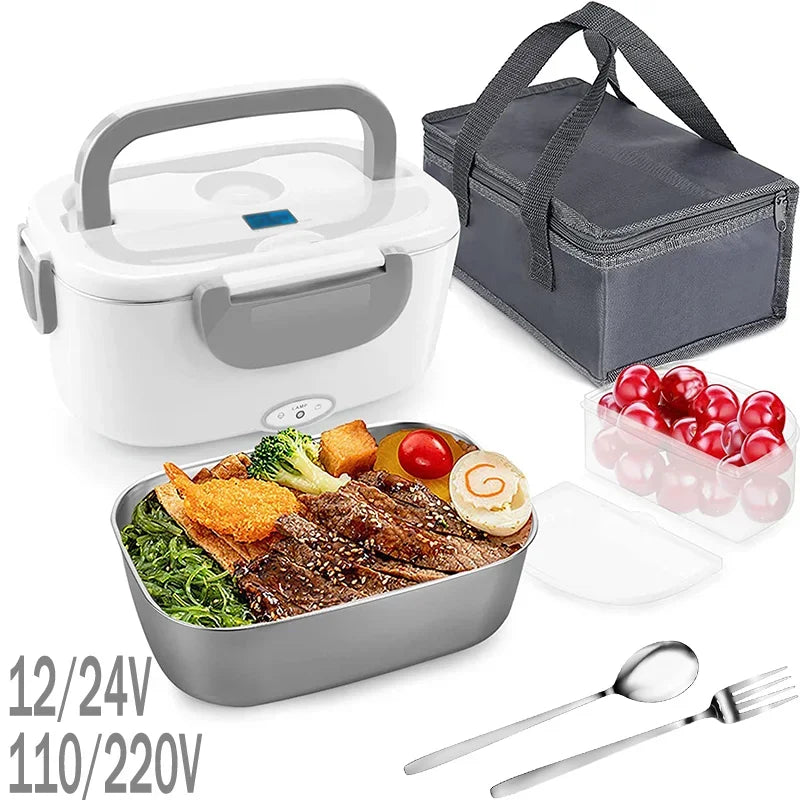 1.5L Electric Lunch Box Stainless Steel School Student Picnic 220V 110V 24V 12V Heating Food Warmer Heated Container Car EU  Plu - Ceenaz Store