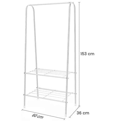 Double Rail Standing Clothes Rack Clothes Rail Shoes Rack Storage Shelf Wall Clothes Rack for Wardrobe Room Bedroom Living Room