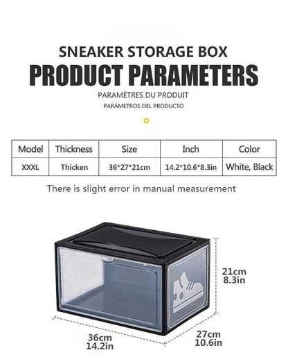 AJ Sneaker Box Shoes Organizer Transparent Shoe Boxes Stackable Cabinet Storage Box High-top Dustproof Shoes Organizers Shoerack