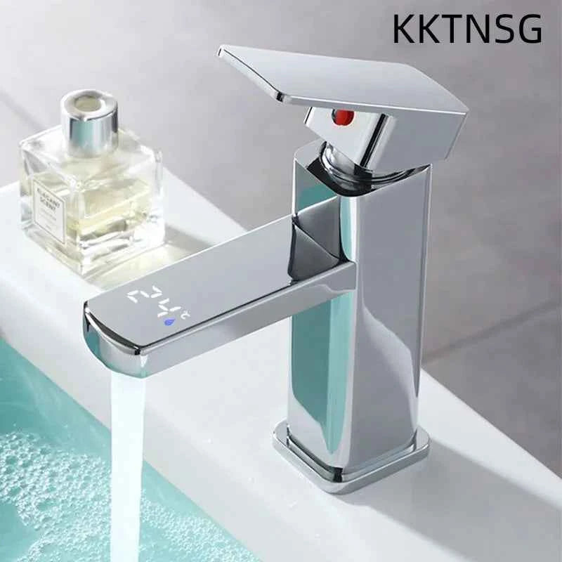 KKTNSG LED Digital Temperature Mixer Tap Smart Deck Mounted Bathroom Faucet Sink Basin Hot Cold Water Tap