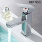 KKTNSG LED Digital Temperature Mixer Tap Smart Deck Mounted Bathroom Faucet Sink Basin Hot Cold Water Tap