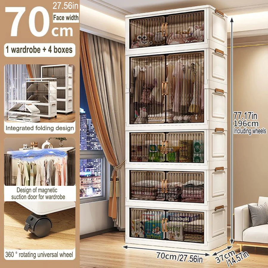 Multifunction Folding Storage Cabinet Dustproof Wardrobe Sundries Cabinet Closet Organizer Locker Storage Box - Ceenaz Store