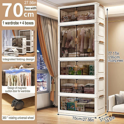 Multifunction Folding Storage Cabinet Dustproof Wardrobe Sundries Cabinet Closet Organizer Locker Storage Box - Ceenaz Store