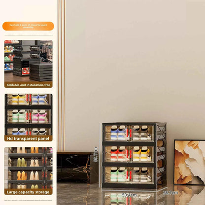 Folding Shoe Rack Organizer Living Room Shoe Storage Box Transparent Multi-Layer Large Capacity Multifunctional Shoe Cabinet