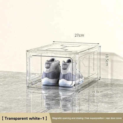 Transparent Shoe Box Magnetic Suction Door Thickened Plastic Storage Holder Detachable Dustproof Shoe Storage Boxes Wholesale