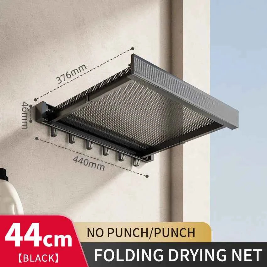 Bathroom Folding Storage Shelf Wall Mounted Aluminum Alloy Retractable Clothes Drying Holder Socks Clothing Drying Rack Hanger