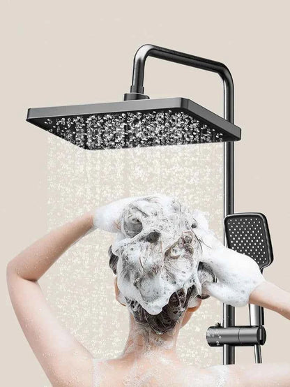 Smart Temperature Digital Display Shower Set Bathroom Wall Mounted Piano Key 4 Ways Water Outlet Rainlfall Shower Faucet System