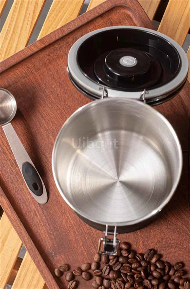 304 Stainless Steel Coffee Canister Coffee Bean Storage Airtight Containers with Date with Spoon Vent Valve Kitchen Food Storage Jar