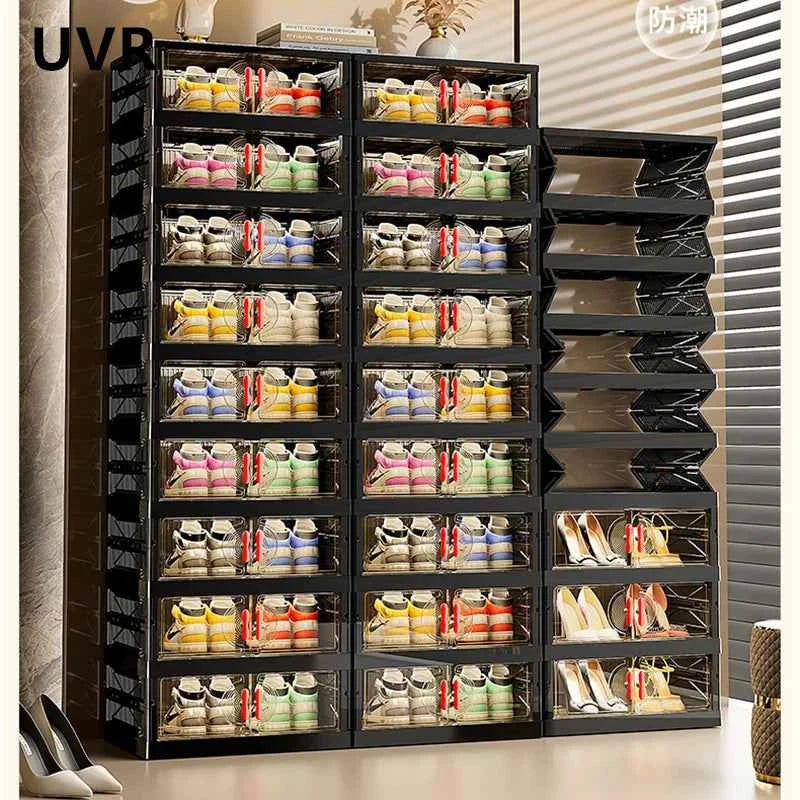 Folding Shoe Rack Organizer Living Room Shoe Storage Box Transparent Multi-Layer Large Capacity Multifunctional Shoe Cabinet
