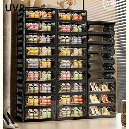 Folding Shoe Rack Organizer Living Room Shoe Storage Box Transparent Multi-Layer Large Capacity Multifunctional Shoe Cabinet