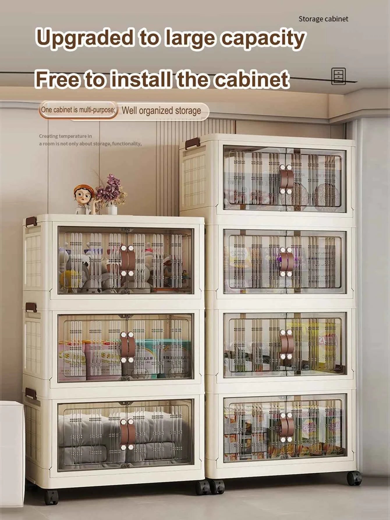 Large Capacity Multifunction Folding Storage Cabinet Dustproof Wardrobe Closet Organizer Easy-to-Install Storage Boxes