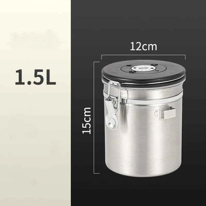 304 Stainless Steel Coffee Canister Coffee Bean Storage Airtight Containers with Date with Spoon Vent Valve Kitchen Food Storage Jar