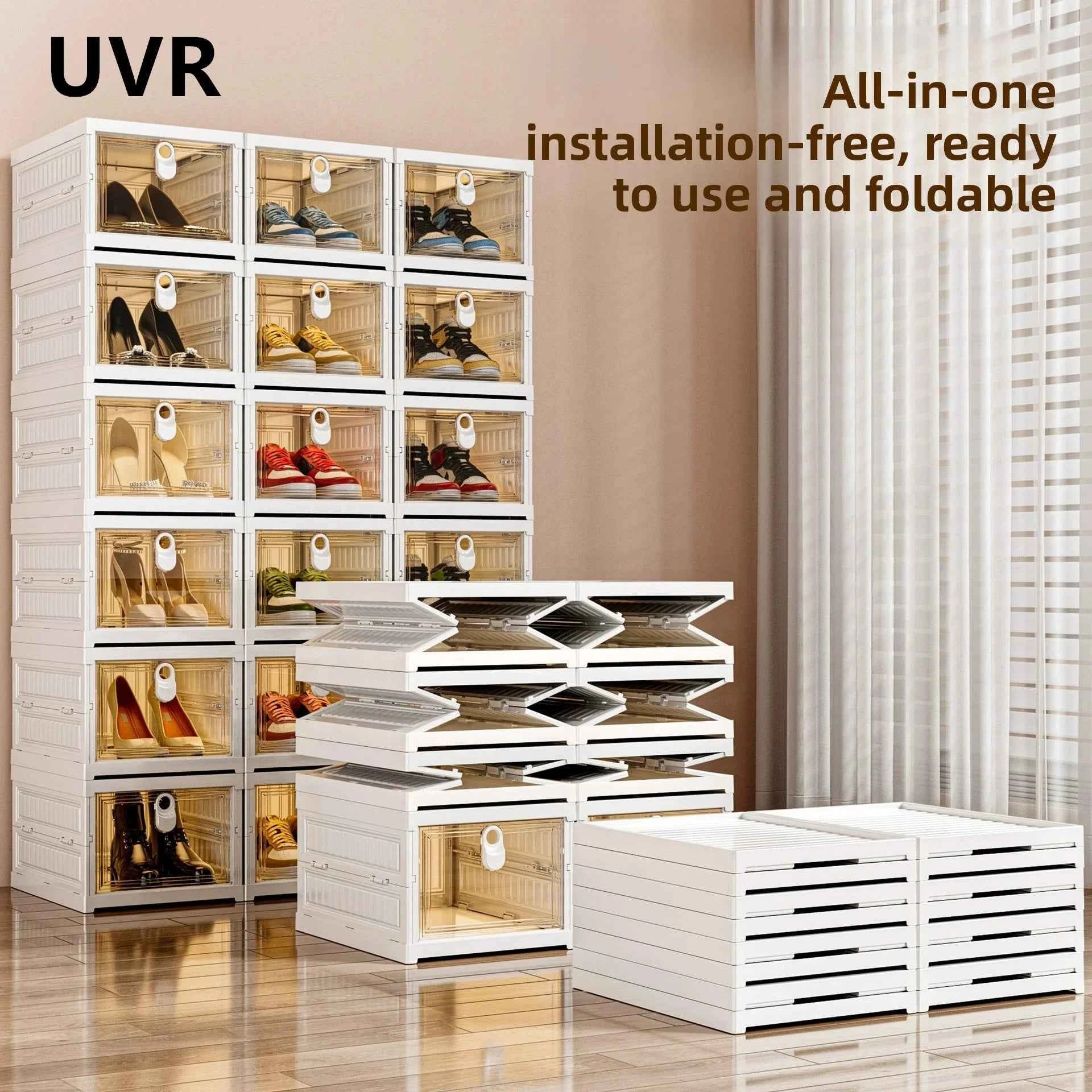 UVR Folding Shoe Cabinet Multi-folding Shoe Organizer Dustproof Shelf Household Multifunctional Storage Box Cabinet Furniture