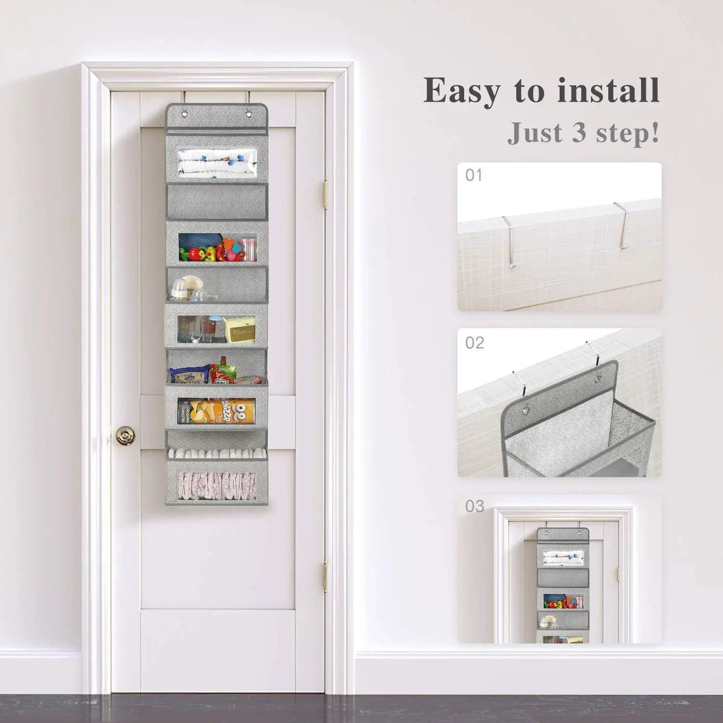 Over the Door Hanging Organizer 1/3/4/5 Large Pockets Over The Door Wall Mount Wall Mount Storage Hooks Bathroom Dorm Clothes - Ceenaz Store