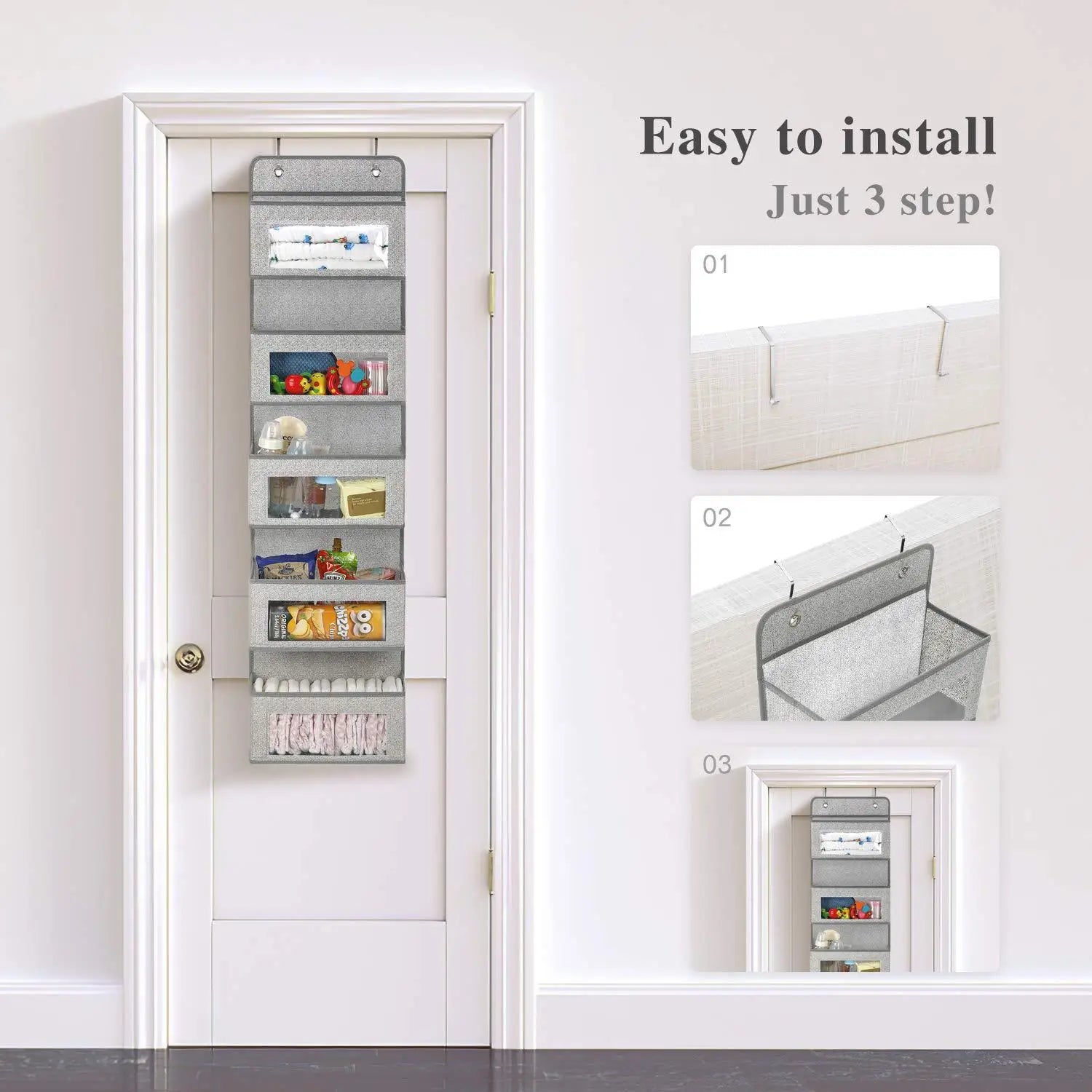 Over the Door Hanging Organizer 1/3/4/5 Large Pockets Over The Door Wall Mount Wall Mount Storage Hooks Bathroom Dorm Clothes - Ceenaz Store