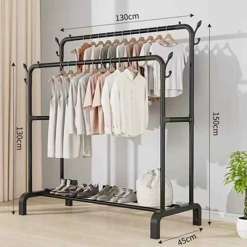 Thiened Sturdy Floor-Mounted Clothes Drng Ra Bedroom Balcony Iron Clothes Hanger Holder Portable Dormi Storage Orga...
