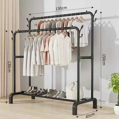 Thiened Sturdy Floor-Mounted Clothes Drng Ra Bedroom Balcony Iron Clothes Hanger Holder Portable Dormi Storage Orga...